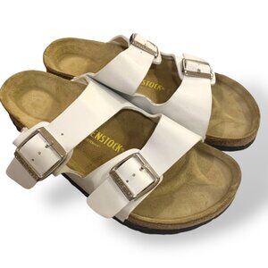 SOLD‎ Birkenstock Women's White Arizona Jesus Sandals Sz 10 Slip-on Lagenlook